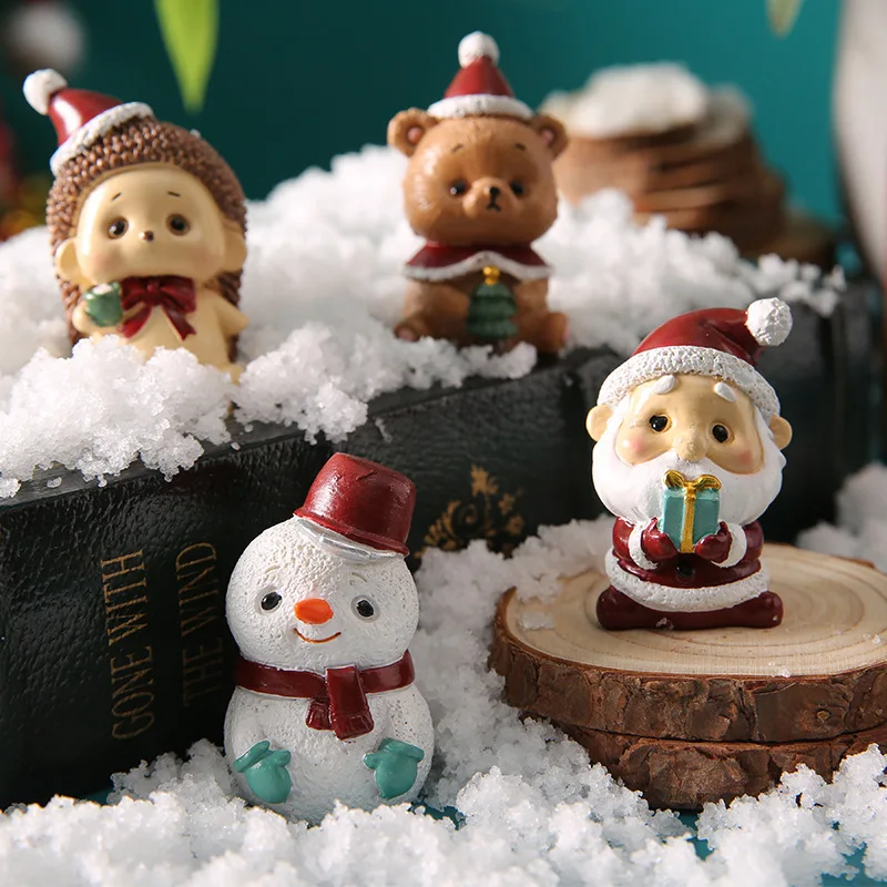 Christmas Miniatures Figurines Santa Claus Christmas tree animal decoration Christmas Resin Crafts Baubles