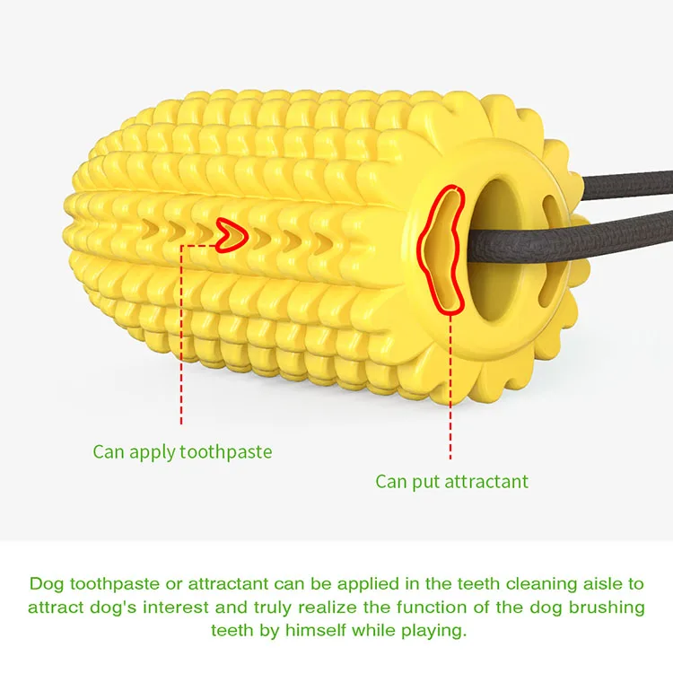 Amazon Hot Selling Interactive TPR Pet Toys Double Suction Cup Drawstring Dog Toy Bite Resistant Corn Shape Dog Chew Toy