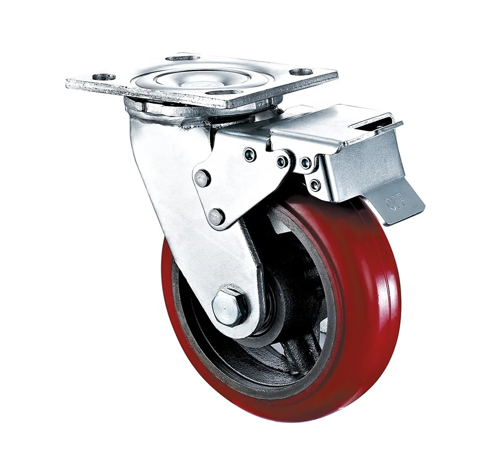 DLPO caster 8 inches 500kg load industrial swivel lock caster wheels for cargo trolley