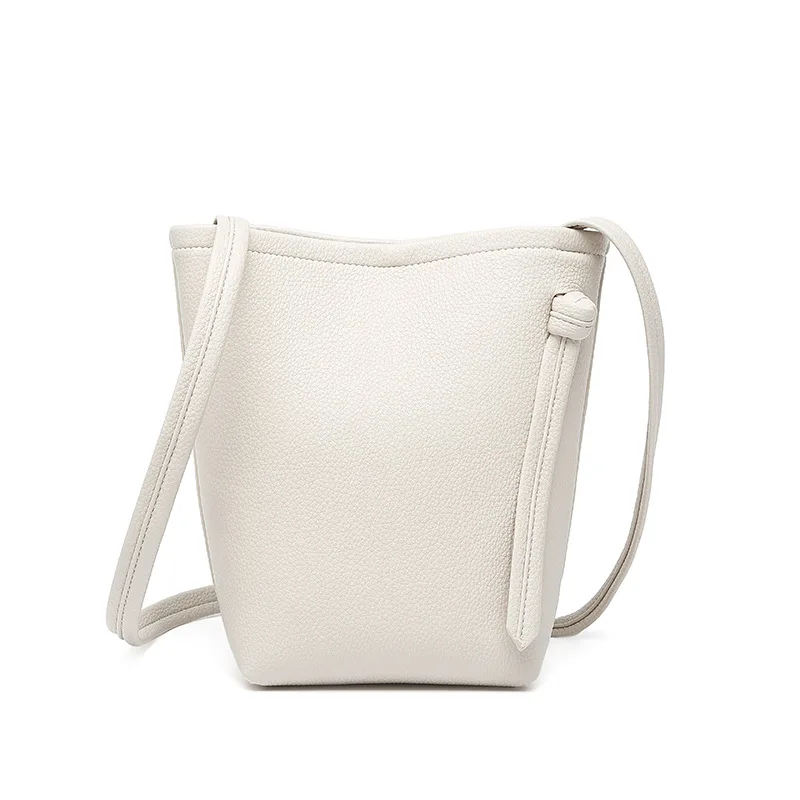 Excellent French Bucket Bag Shoulder Crossbody Large Capacity Simple Fashionable Matching Trendy Solid Color Soft Leather Ba