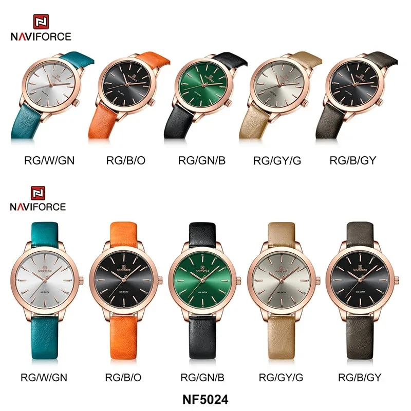 NAVIFORCE 5025 Classical Leather Wristwatch New Arrival Fashional Ladies Minimalist Watch 30M Waterproof Japan Movt High Quality