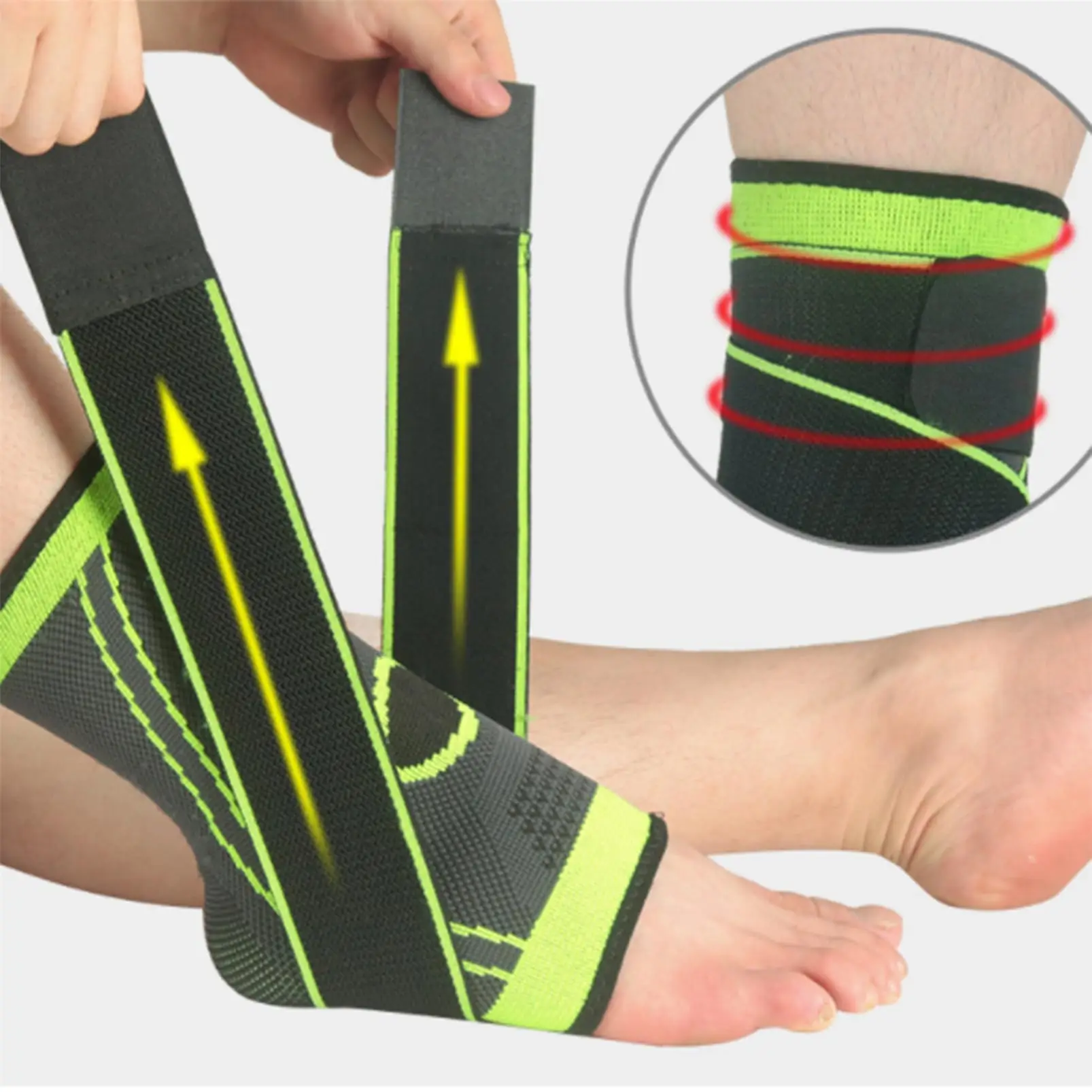 Football Sports Strain Wraps Bandages Elastic Compression Ankle Protection Socks Sleeve Brace Ankle Support