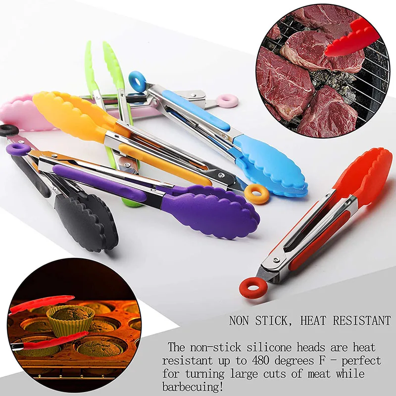Wholesale 100% Food Grade BPA Free Barbecue Kitchen Tongs Set Color Box