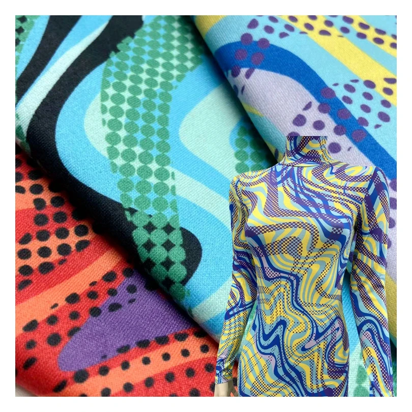 Soft quality dbp polyester spandex knitted custom digital printed single jersey double brush dty fabric