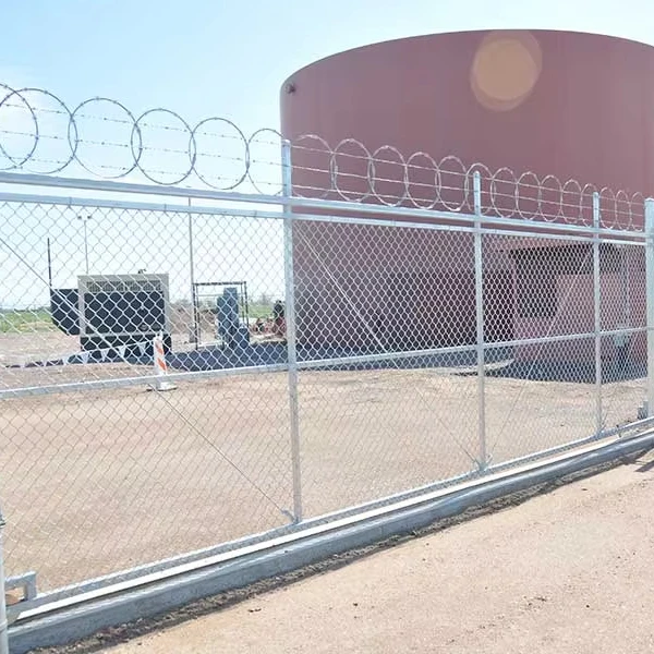 with support hot dipped galvanized Anti Climb chain link temporary fence panels brace with barb wire