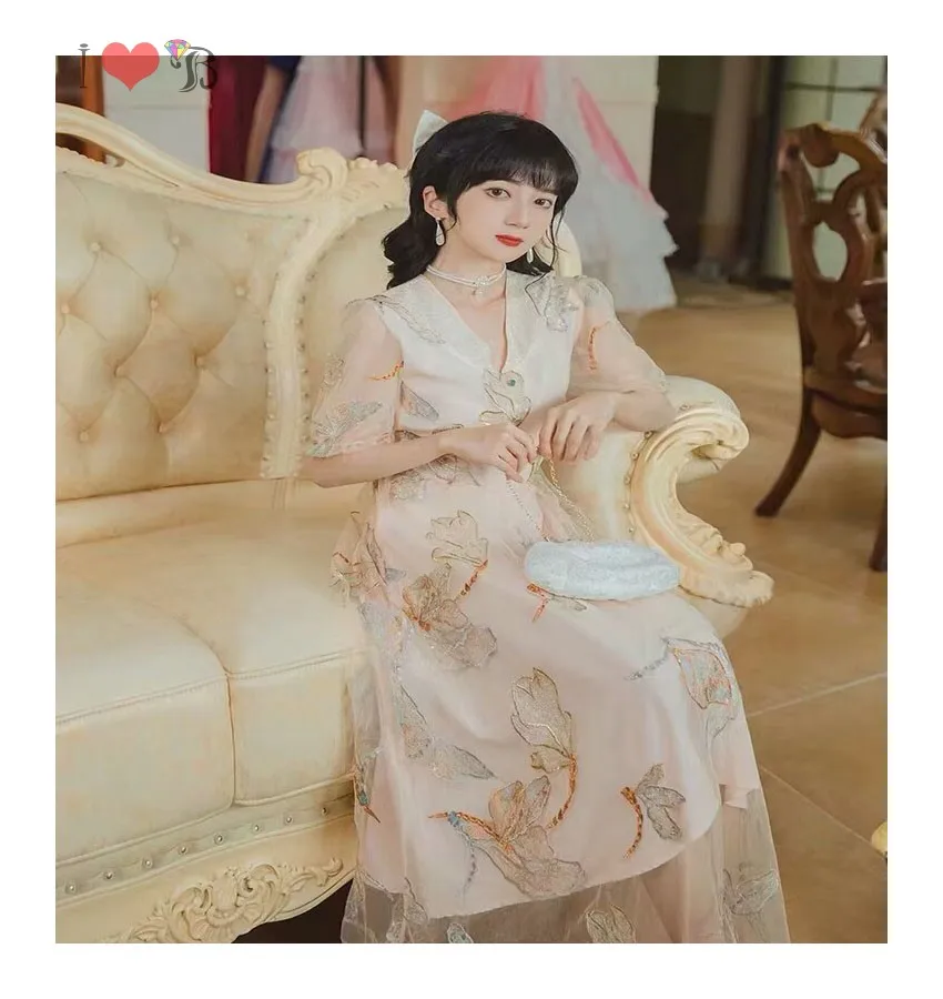 dragonfly pattern design embroidered lace fabric, soft tulle lace for spring dress