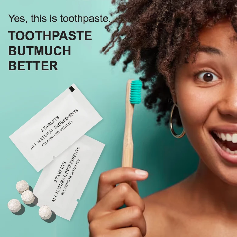 Custom Portable Hotel Eco Friendly Kraft Paper Packaging Bag Disposable Solid Dental Toothpaste Tablet