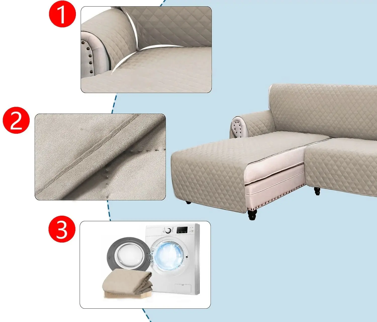 Reversible Sofa Slipcover L Shape Sofa Cover Sectional Couch Cover Sofa Cover for Pets Dog