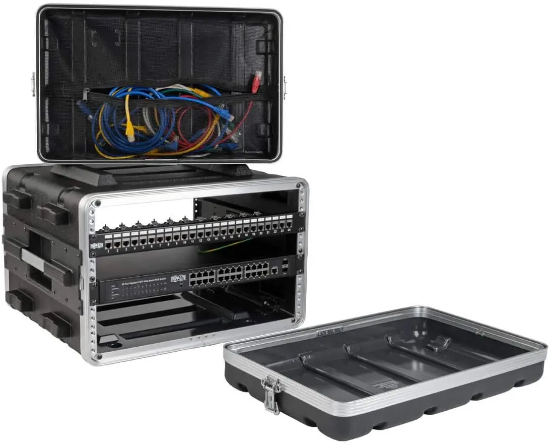 6U ABS Server Rack Equipment Case Flight Case Shipping Transportation Black ABS Rack Road Case Waterproof