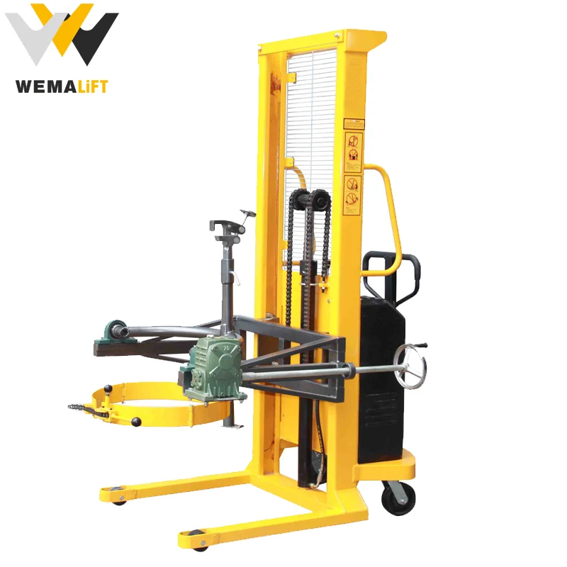 520KG  Capacity Semi Electric Hydraulic Oil Drum Lifter Oil Carrier  55 Gallon Steel Drum Oil Drum Rotate Lifter