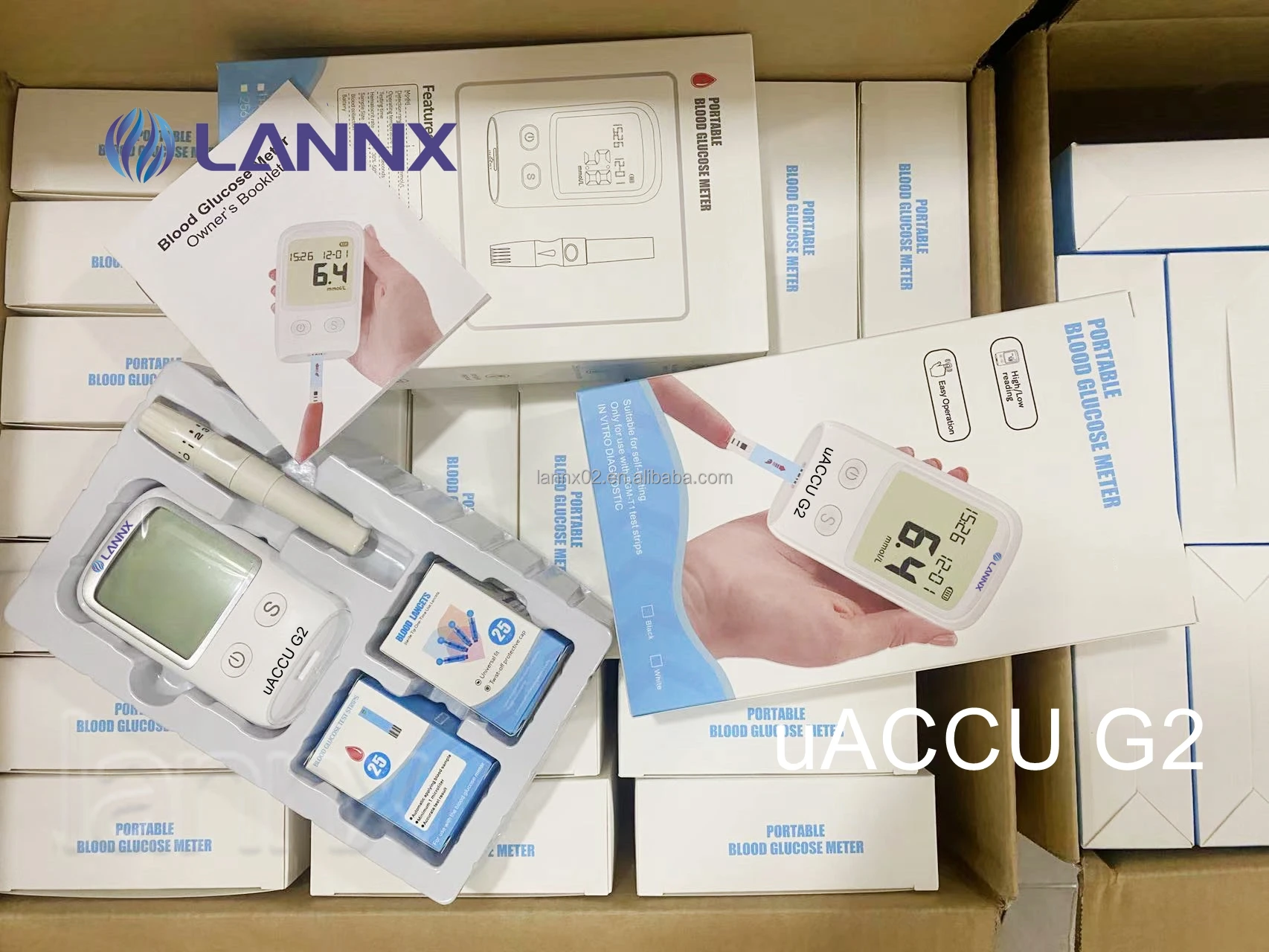 LANNX uACCU G2 Low Price Digital Glucometer portable Glucometers with test strip Blood Glucose Meter Kit LCD Display glucometer