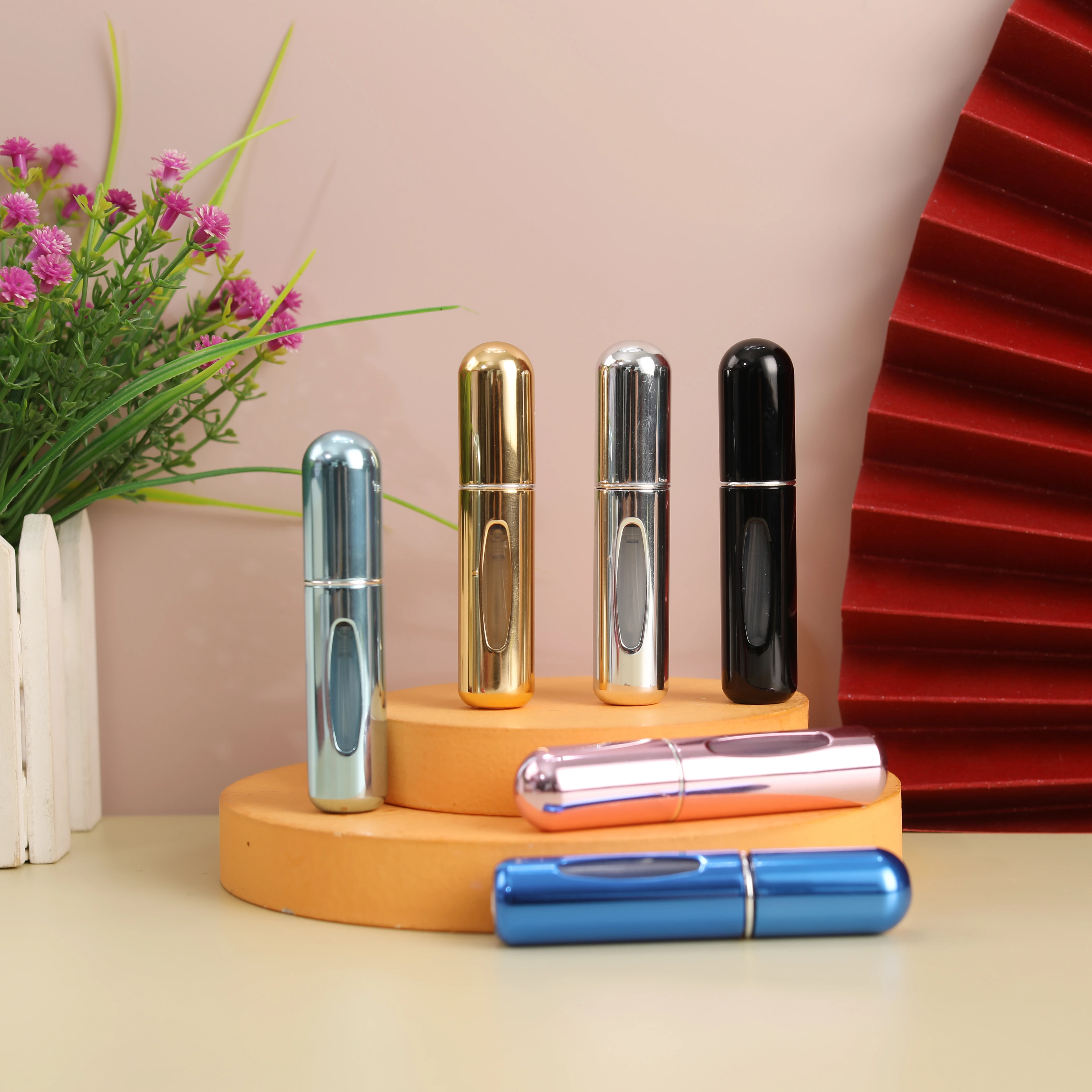 Custom Wholesale Pump Sprayer Aluminum Shell Perfume Bottle Engraving 5Ml Aluminum Travel Perfume Atomizer Spray Bottle