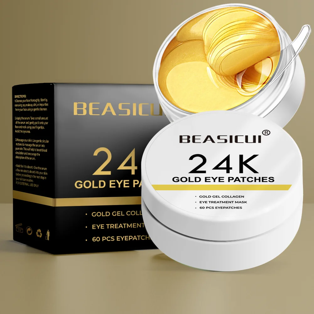Under eye 24k gold treatment custom Korean skincare eye mask patch brightening hydrogel beauty gel patches for dark circles