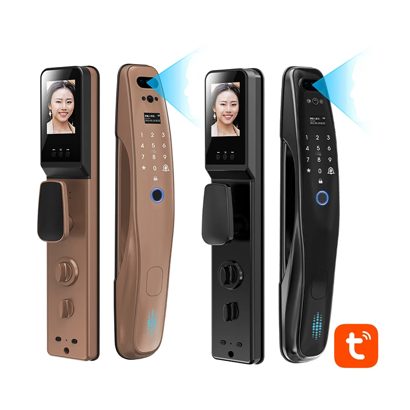 Anti theft Full automatic access tuya wifi digital Face recognition unlock Cat Eye Camera smart door lock