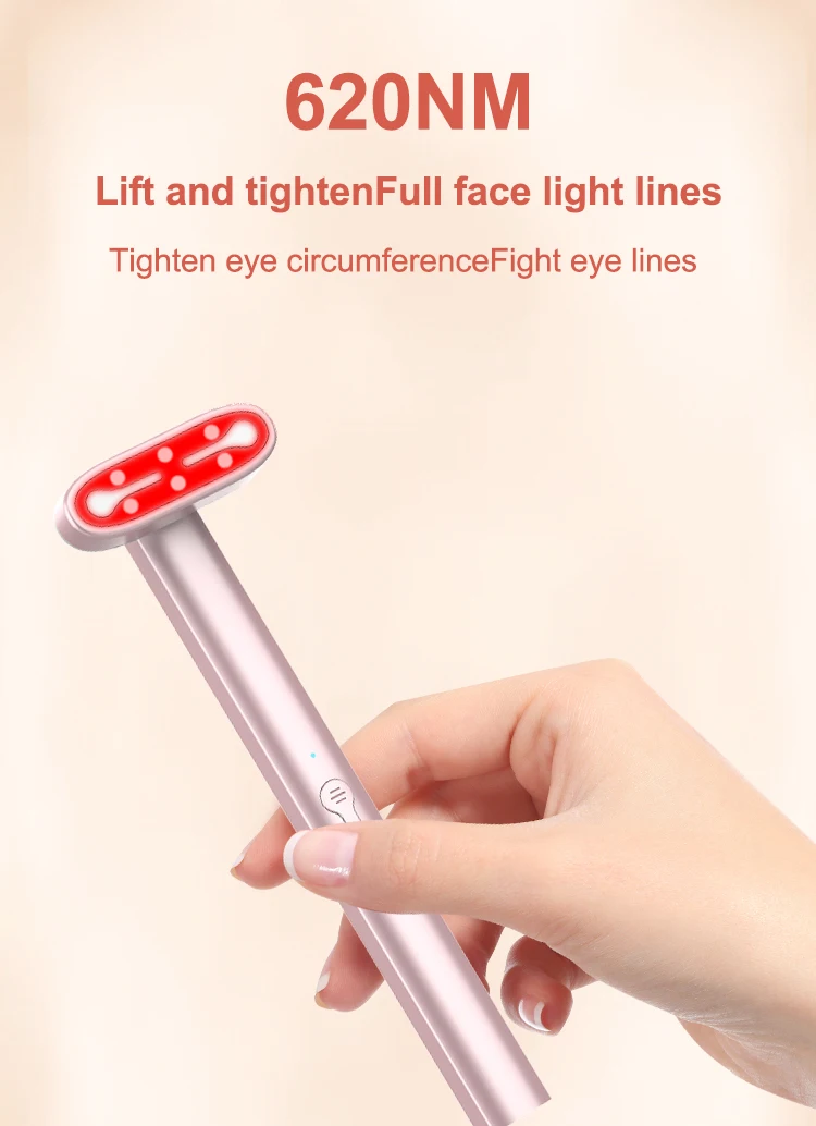 Skincare Wand Micro Current Vibration Heating 7 Led Light Therapy Device Fairy Stick Eye Massage Wand