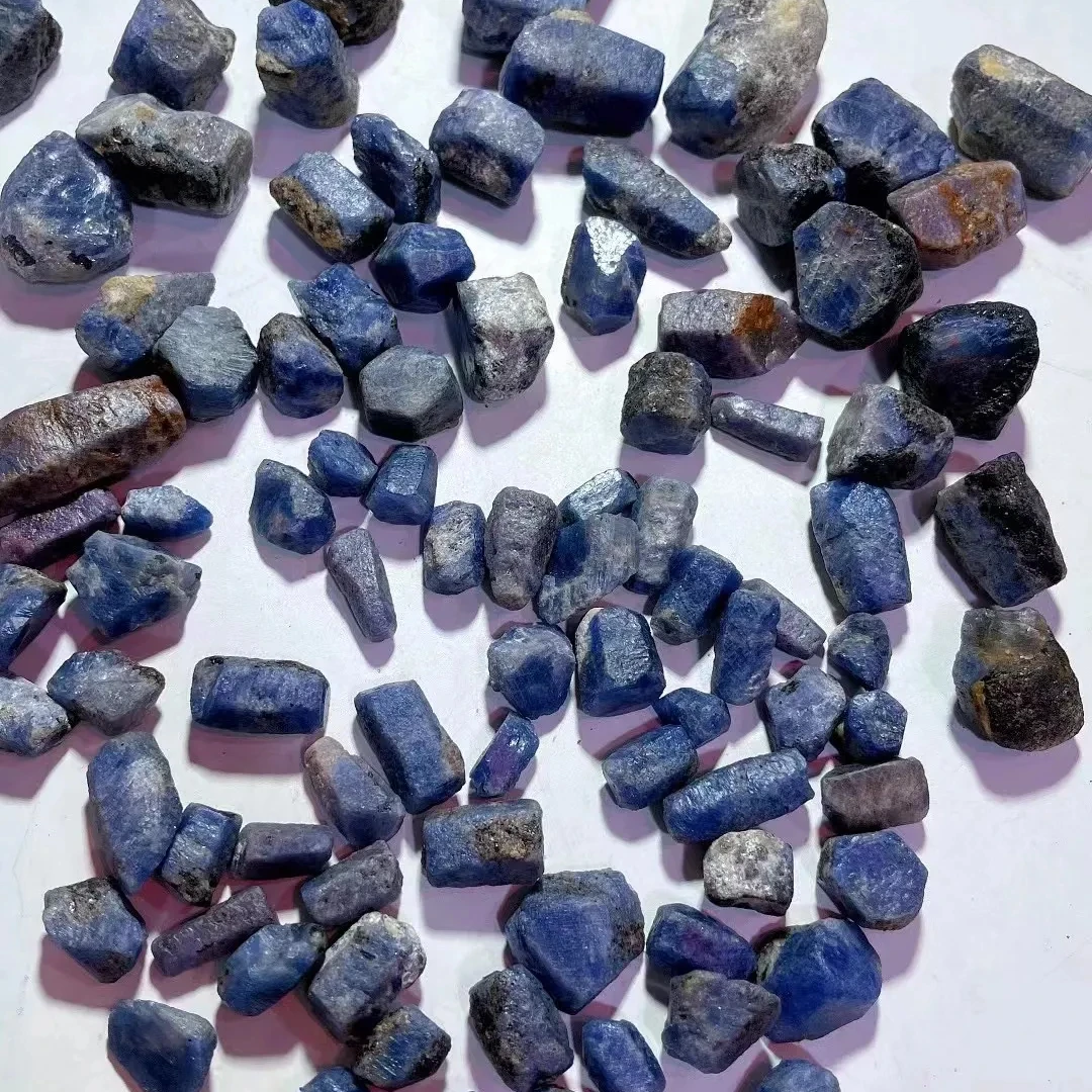 Wholesale natural crystal healing semi precious gemstone rough uncut blue corundum for jewelry making