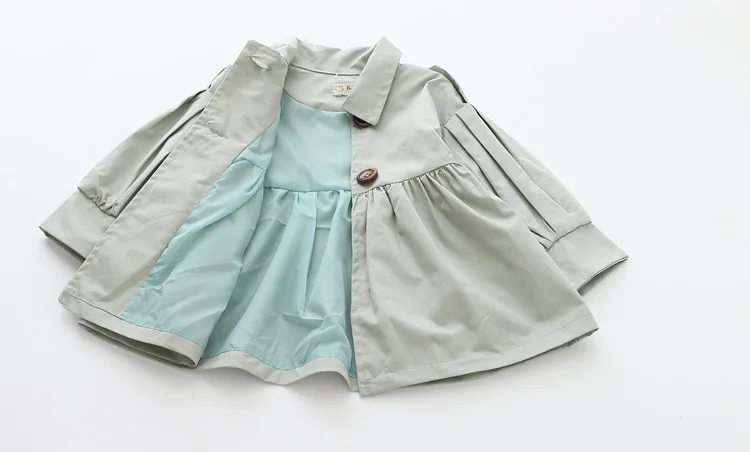
British style Spring and Autumn Infant Child Solid Color Tops Baby Girl jacket Belt Waist Windbreaker Baby Trench Coat 
