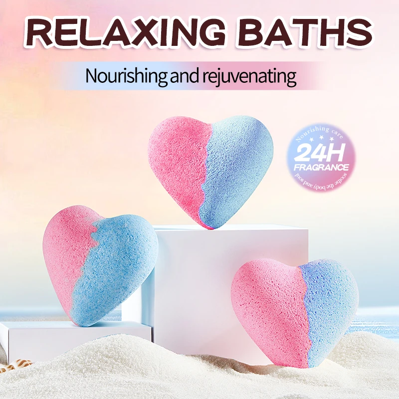 OEM SADOER Private Label Heart Shaped Bath Bomb Deep Cleans Body Bath Body Care Shower Gel Body Wash Bath Bomb