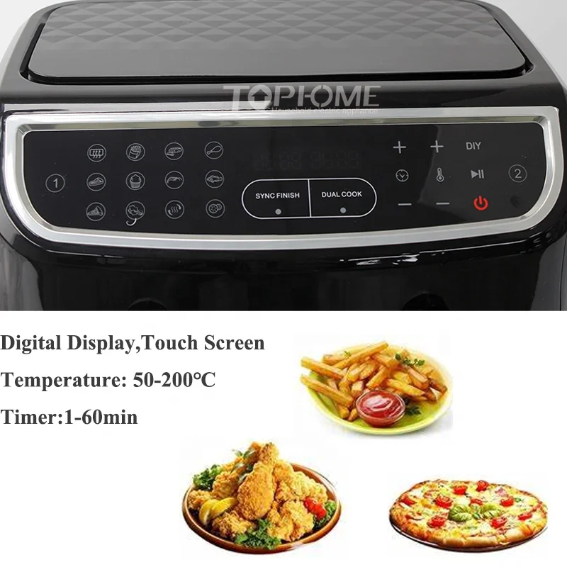 2600W 9L Cheap Dual-pot Electric Large Digital Air Fryer With 2 Independent Frying Baskets Dual Toaster Air Fryer Oven