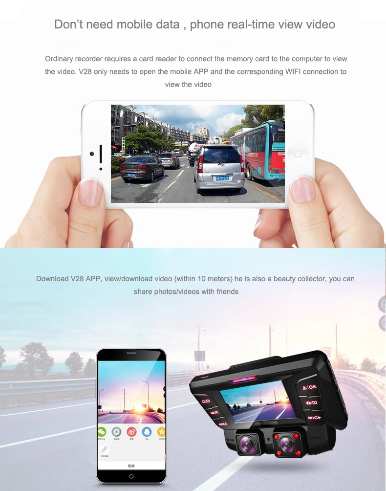 2020  Night Vision dual lens car black box DVR Car Camcorder car dvr black box