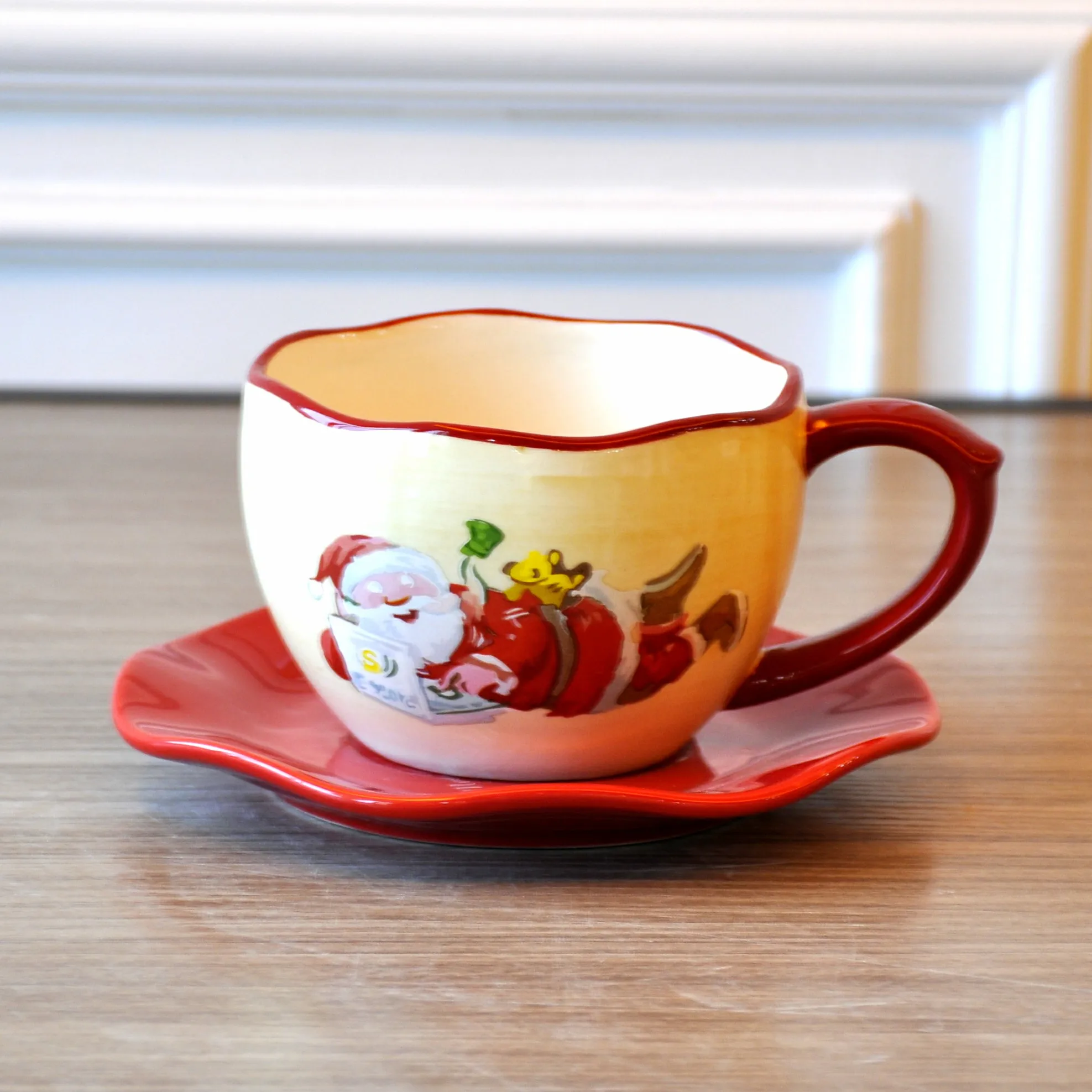 JIA SHUN Wholesale Christmas Santa Claus Decal Ceramic Dinnerware Sets