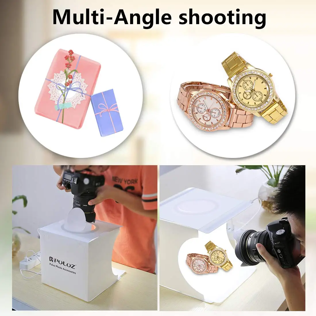 New Sell Light Box PULUZ 23cm Ring Mini Photo Studio Box for Small Item Photography Accessories Photo Light Box with 6 Backdrops