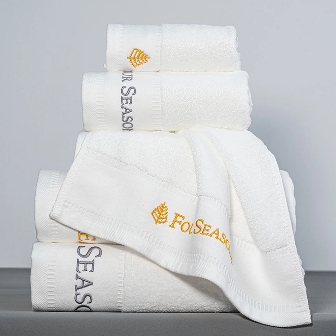Custom hotel white bathroom bath towel set wholesale cotton hotel hand square towel custom logo
