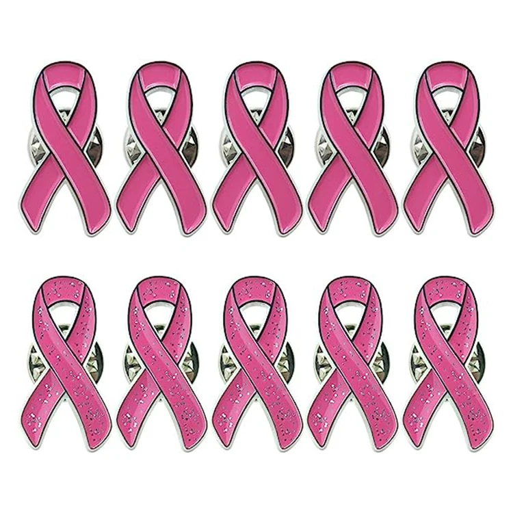 Caring for Women Breast Cancer Products Yellow Pink Ribbon Pin Badge Cancer Awareness Custom Pins Metal Logo Breast Cancer Pin