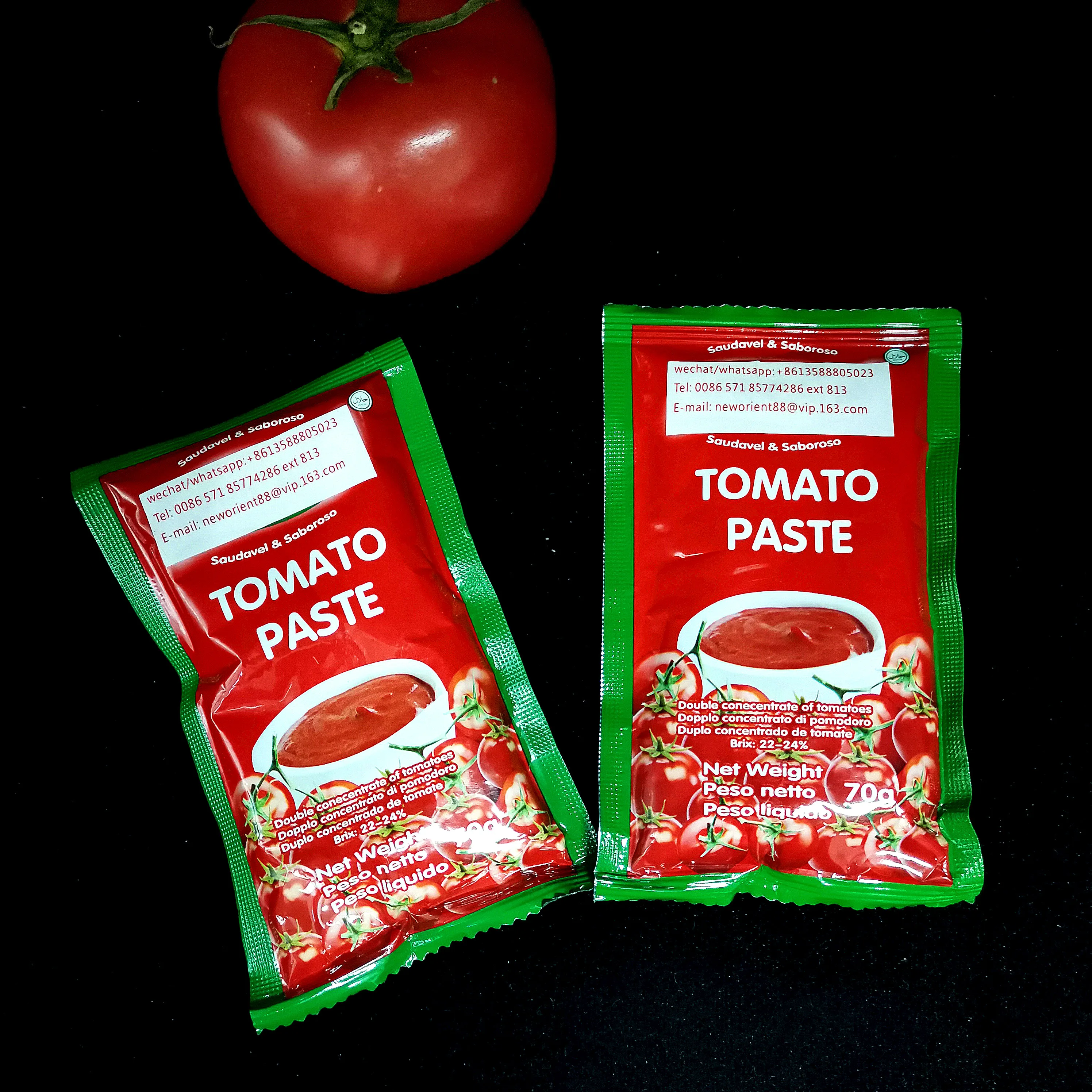 Double Concentrated 28-30% Brix Tomato Paste Sauce Ketchup in Sachet For Halal African Muslim Food Cooking