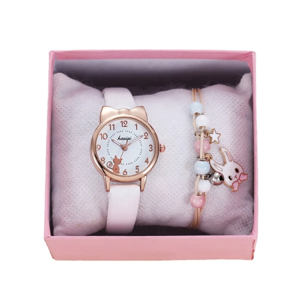 Casual fashion Teenager with zircon diamond watch cute hello kitty cartoon cat girls female student magnet watch