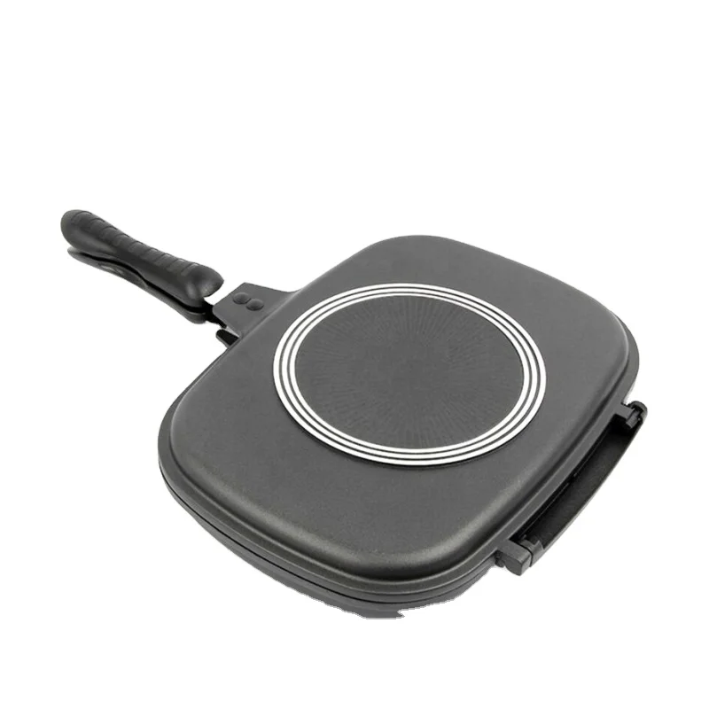 Алюминиевая сковорода с керамическим покрытием и двойным грилем для жарки, антипригарная сковорода с двойной жаровкой, 28 см