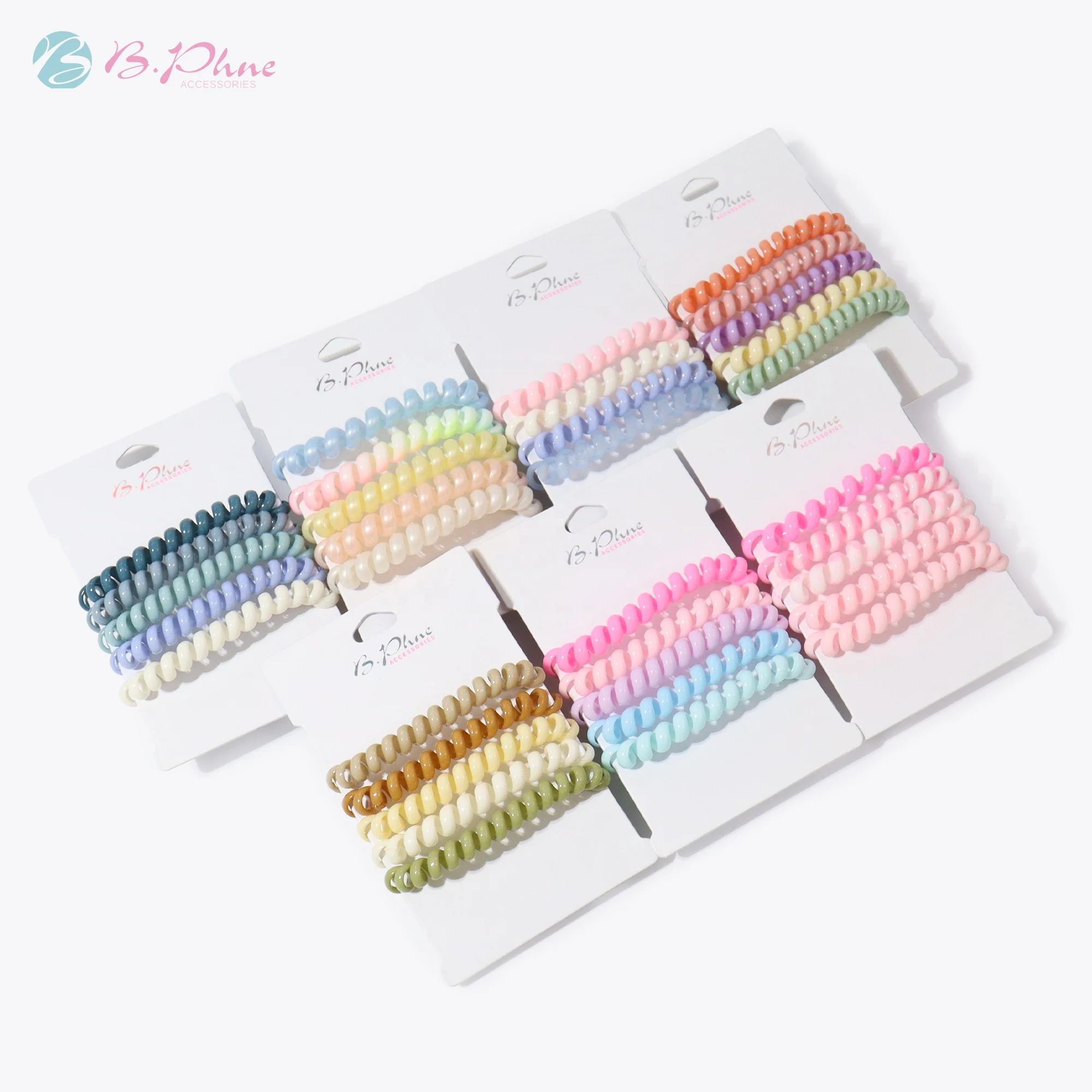 5PCS/SET High Quality Colorful Telephone Wire Hair Tie Cord Hair Elastic for women girls