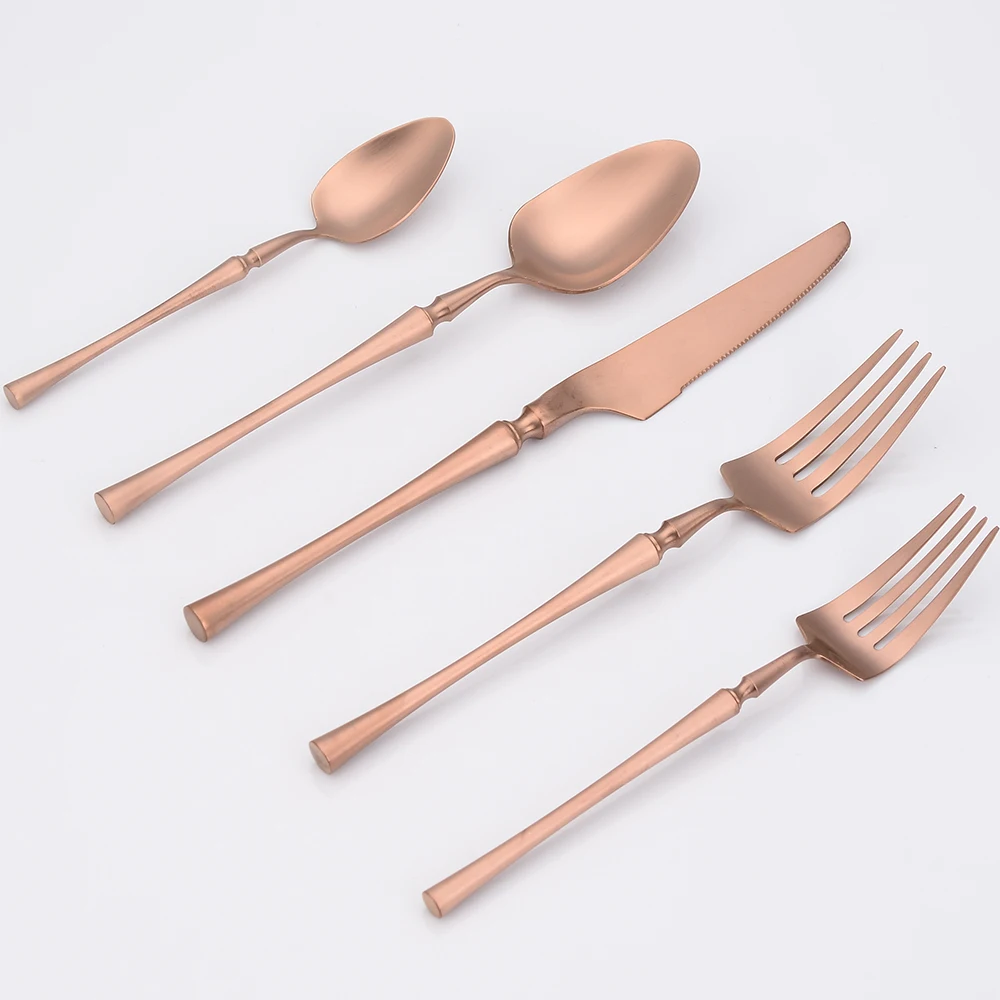 wedding hotel tableware kitchenware knife spoon fork stainless steel cutlery 18/8 satin gold flatware set