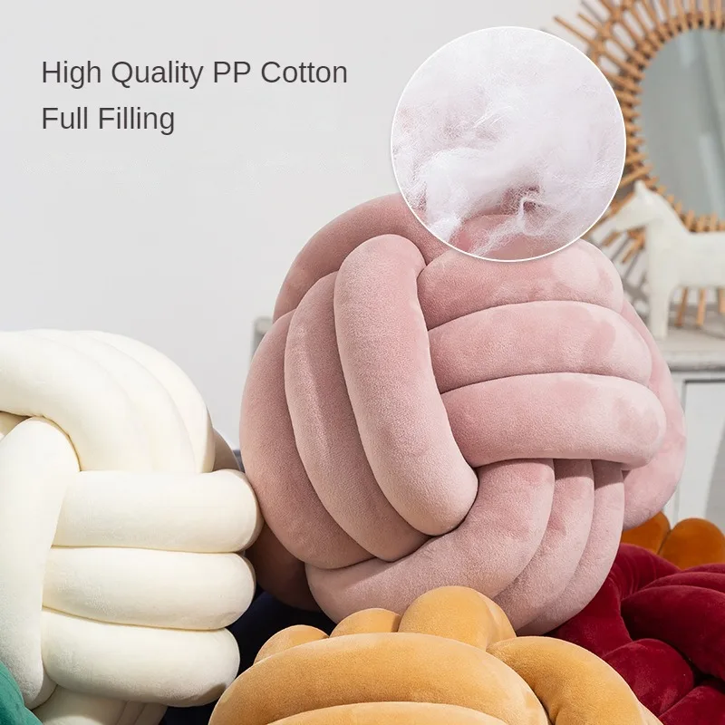 AMZ Hot Sale Soft Velour Plush Stuffed Figure Toy Knot Ball Circle Round Special Shape Functional Cushion Pillow