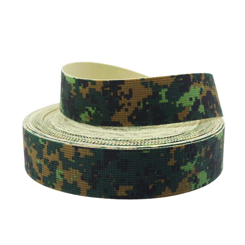Camouflage Webbing 25mm 32mm 38mm 50mm Custom Width Polyester Webbing Tape Strap