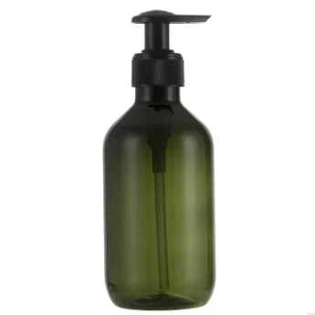 300ml Chunky round shoulder bottle with spiral pump cosmetic packaging hand sanitizer shampoo dispensed in pet empty bottle