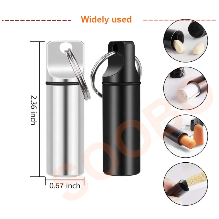 Pill Fob waterproof Small Pocket Box Keychain Portable Mini Aluminium Alloy Organizer Case Container for Purse