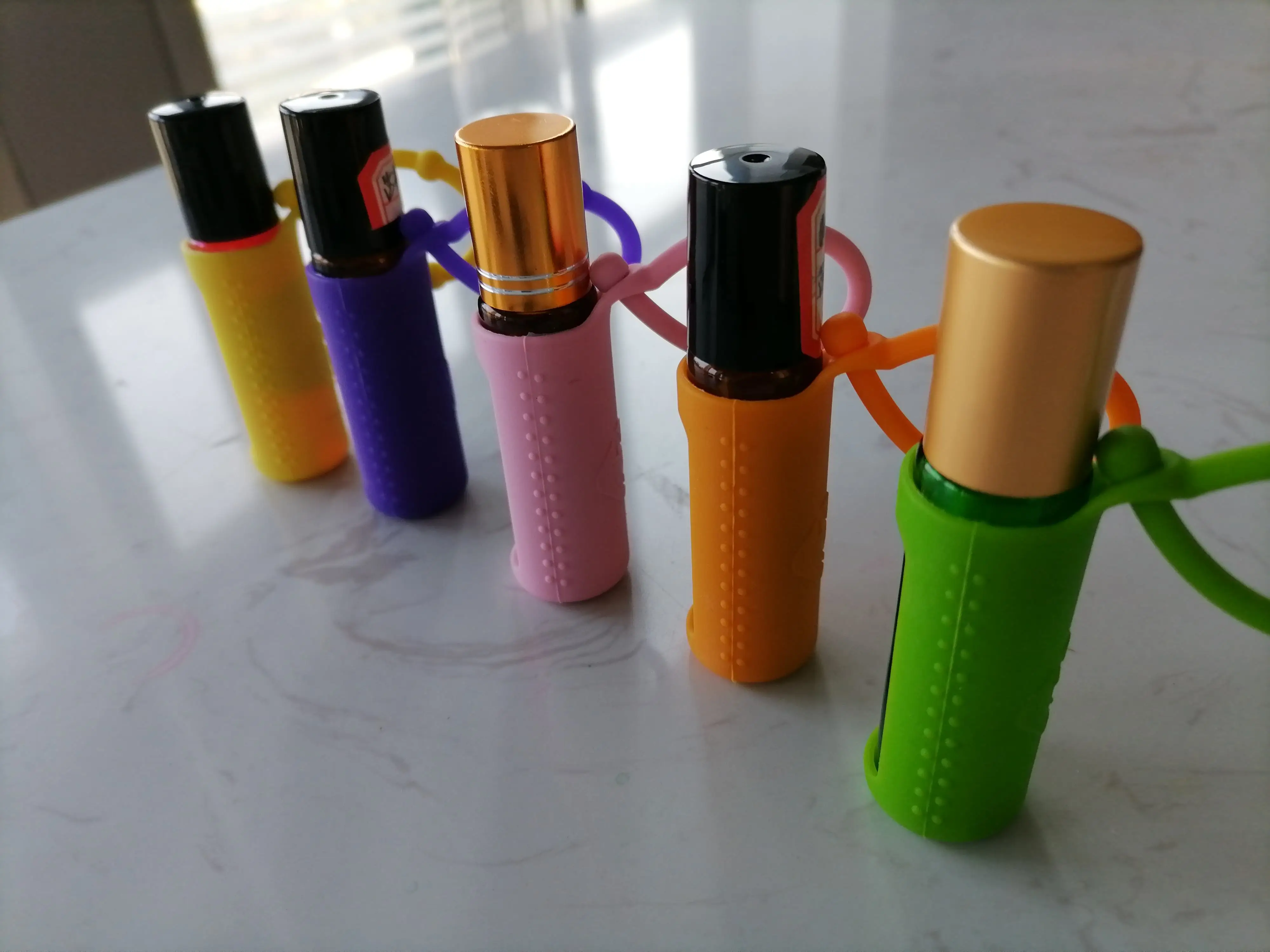 custom Protect cover silicone perfume Protective Glass Bottle sleeves for essential oil 1ml 10ml bottle