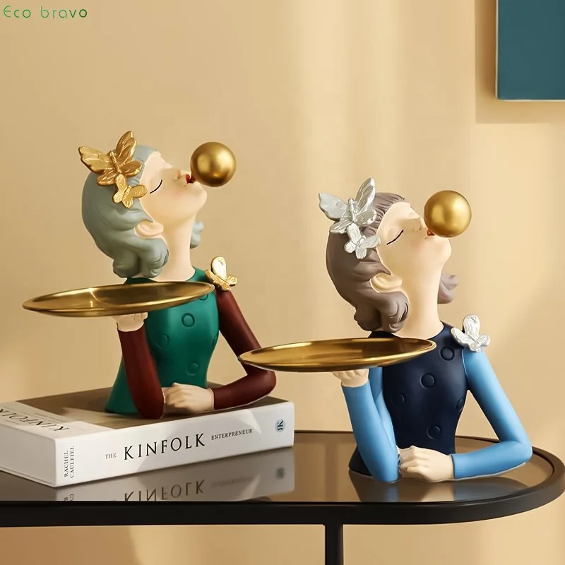 Modern Artificial Gifts Crafts Bubble Girl Resin Crafts Ornament Home Gecor Creative Storage Tray Home Accessories Gift Sets