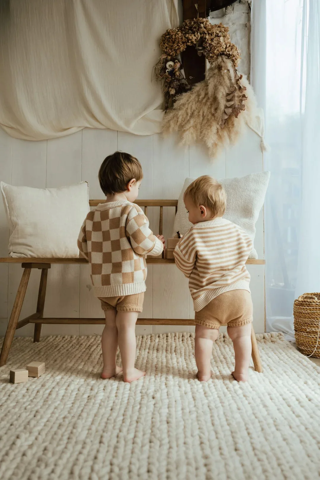 100% Cotton Australia Popular Kids Clothing Knitted Baby Sweater Short Set