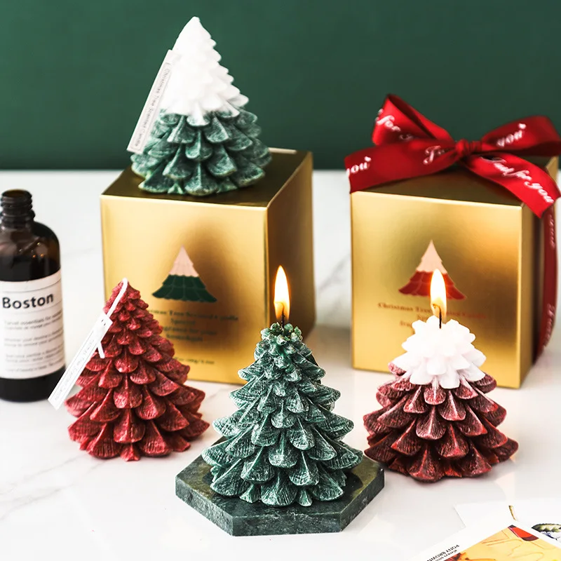 Design unique Christmas tree shape candle Scented Candles Luxury Christmas fragrance candle