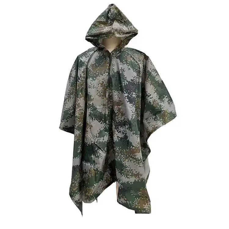 Hiking Camping Emergency Waterproof Lightweight Unisex Hooded Raincoat Camouflage Tactical Poncho