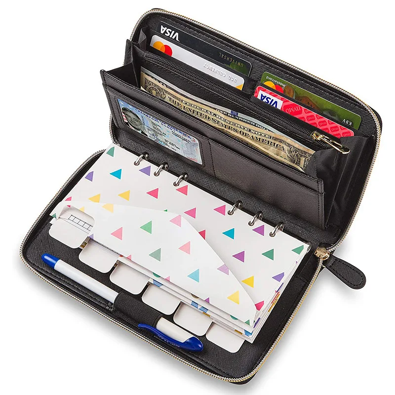 Large Capacity Multi Use All-in-One Cash Budget Binder Envelope System Wallet Budget Binder with cash envelopes