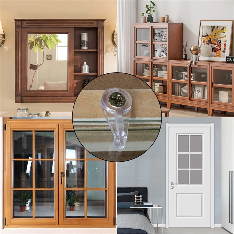 Transparent Cabinet Glass Clips Plastic Mirror Clips For Fixing 4mm Mirror Glass Cabinet Door Window Hardware