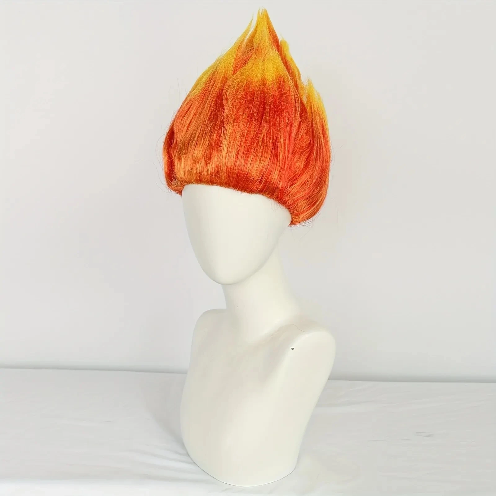 Flame Costume Wig Pre-Styled Anger Fire Wig Two Tone Orange and Yellow Stylish Flame Wig Spiky Halloween Cosplay Party