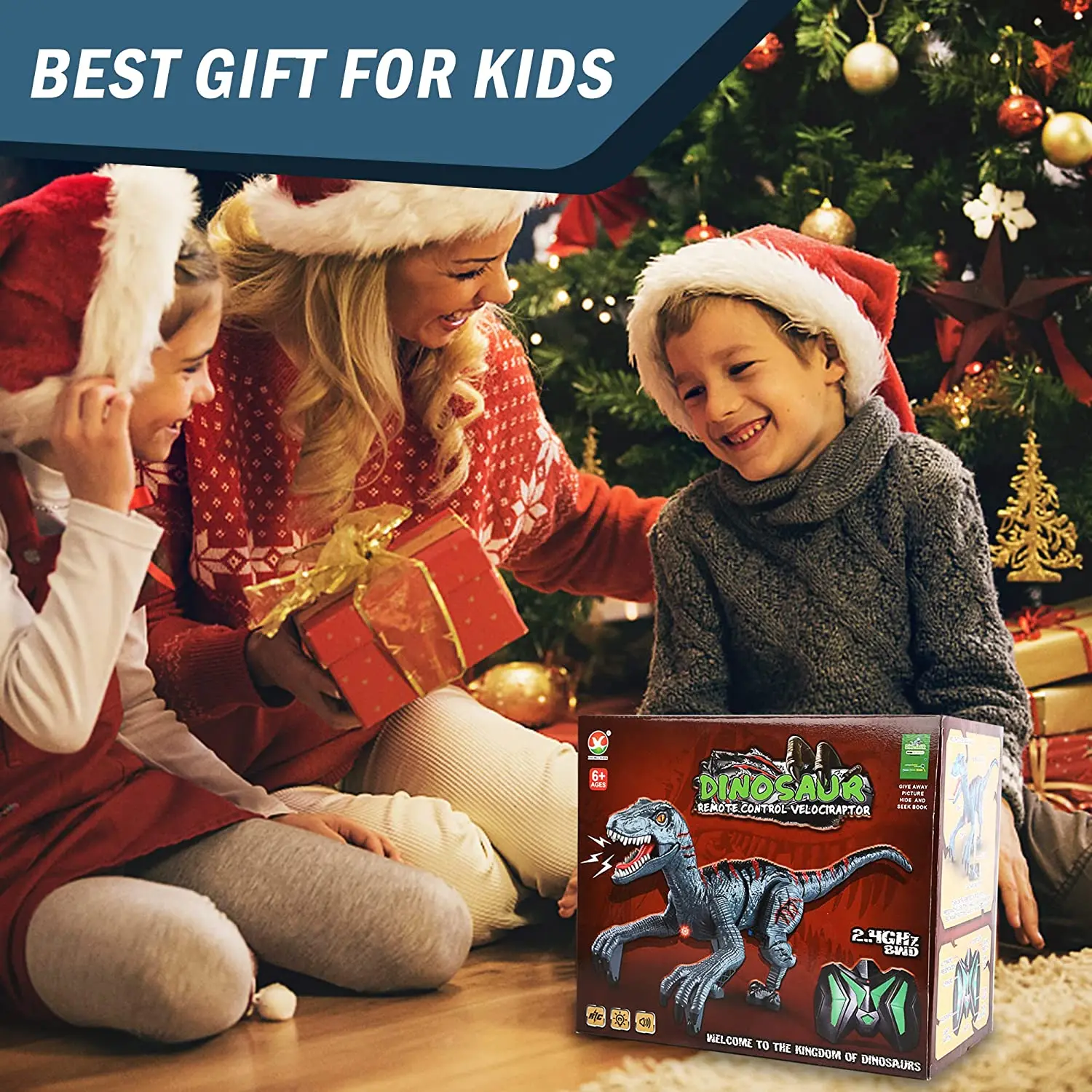 Remote Control Dinosaur Toys Kids Jurassic Velociraptor Toys Imitates Walking and Sounds Robot Toys That Can Sing, Shaking Head