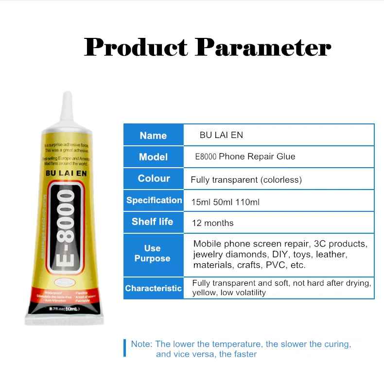 15ml E8000 universal glue clothes leather jewelry point drill mobile phone screen frame repair earphone sealant super glue