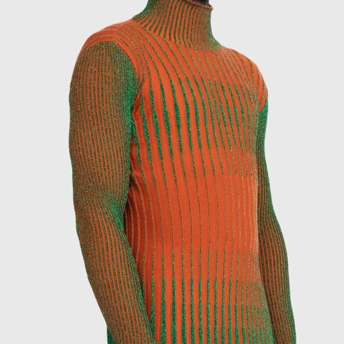 Midi Dress RIB Knit Extrafine Merino Wool-blend Dress Long-sleeved Merino Wool dress with Lurex Ribbed Trutlenck