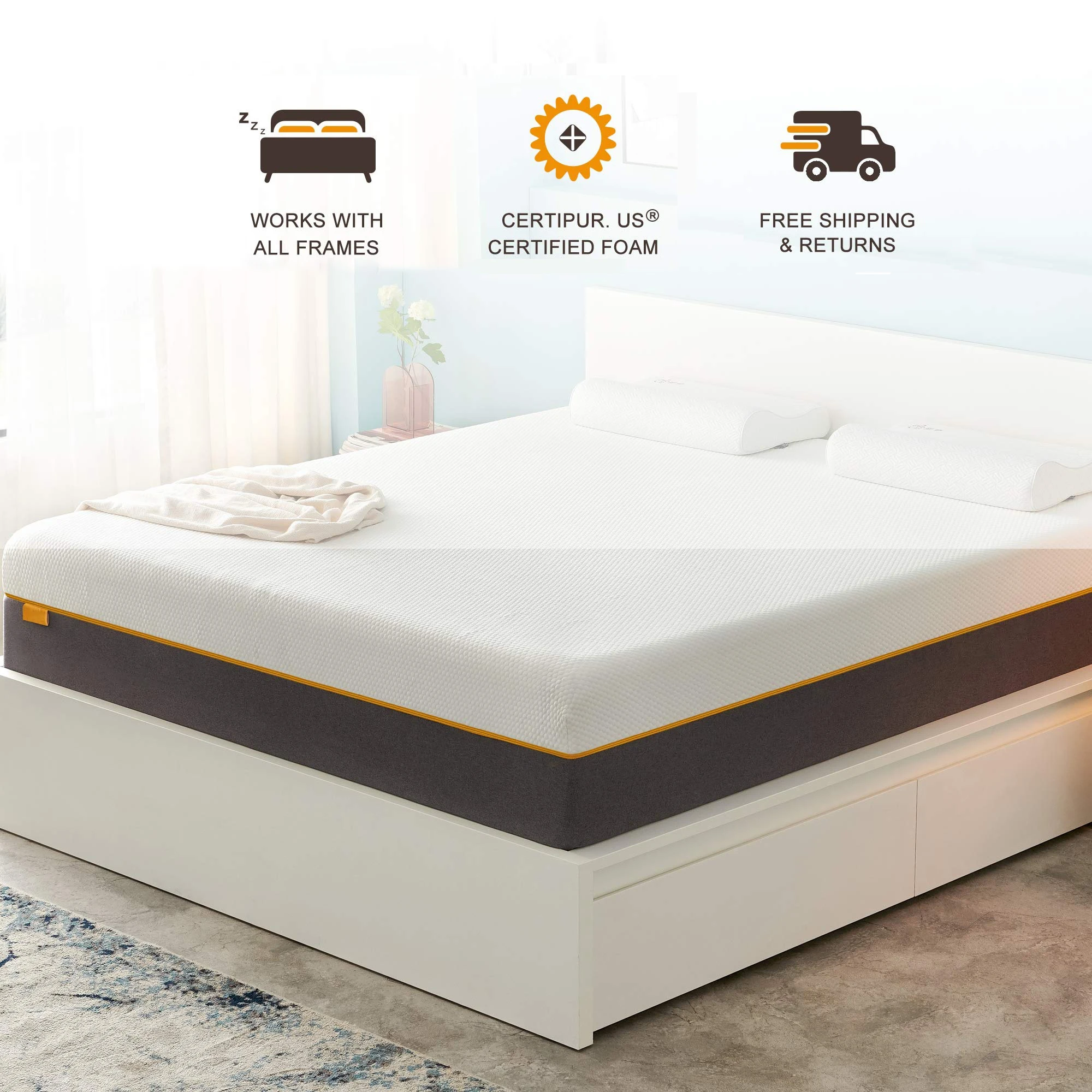 EN1957 Extraction in organic solvent by GC-MS LC-MS/MS super soft firm inodorous Polyurethane Gel Memory Sponge Foam mattress