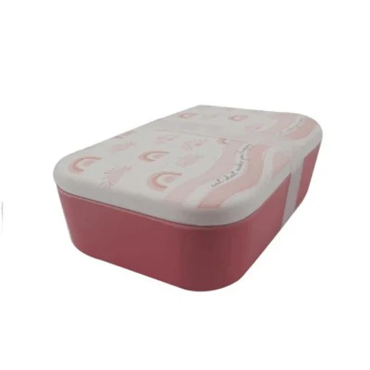 Eco friendly custom biodegradable leakproof bamboo fiber lunchbox lunch bento box with bamboo lid